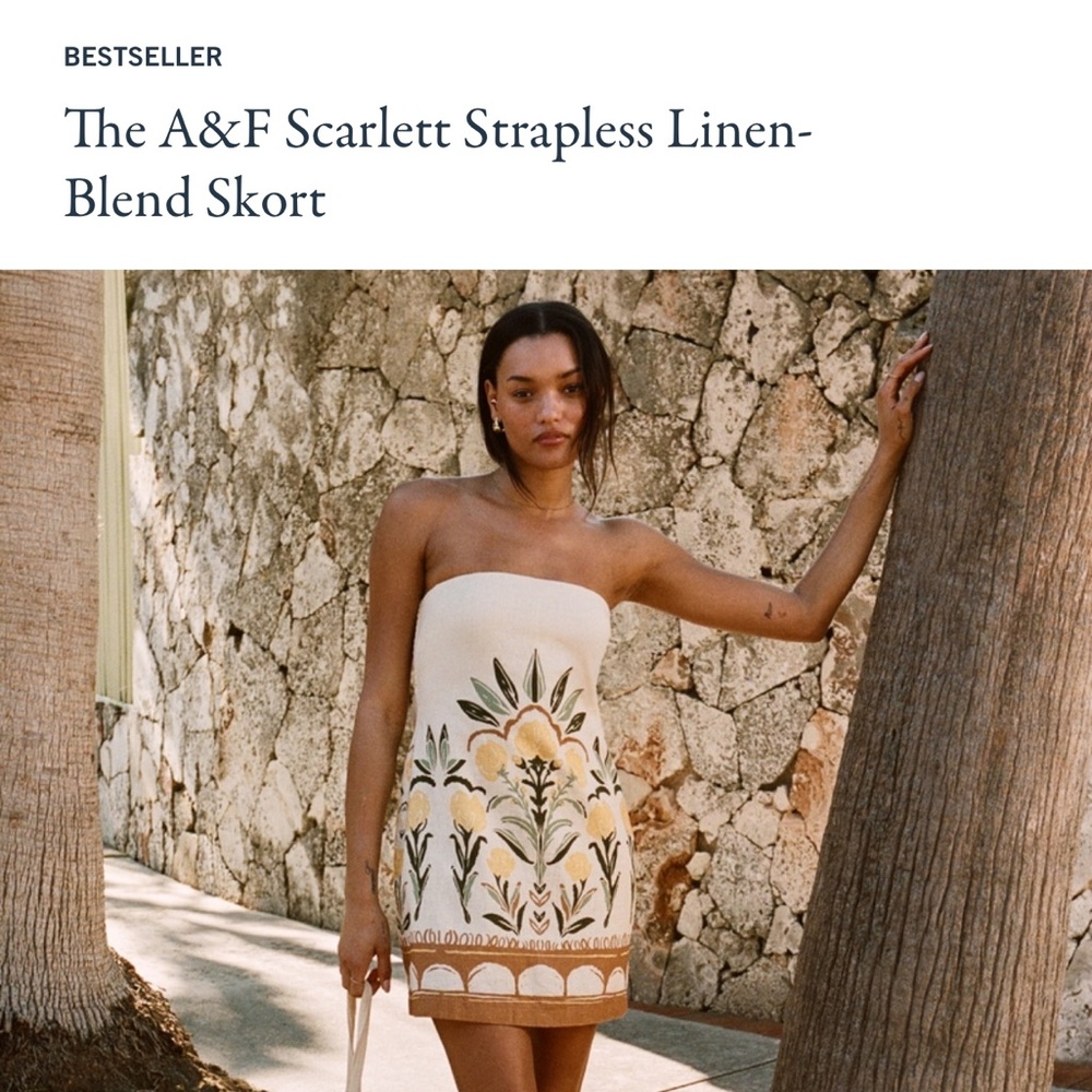 NWT Abercrombie The A&F Scarlett Strapless Linen-Blend Skort